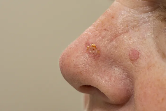 Close-up of skin with age spots