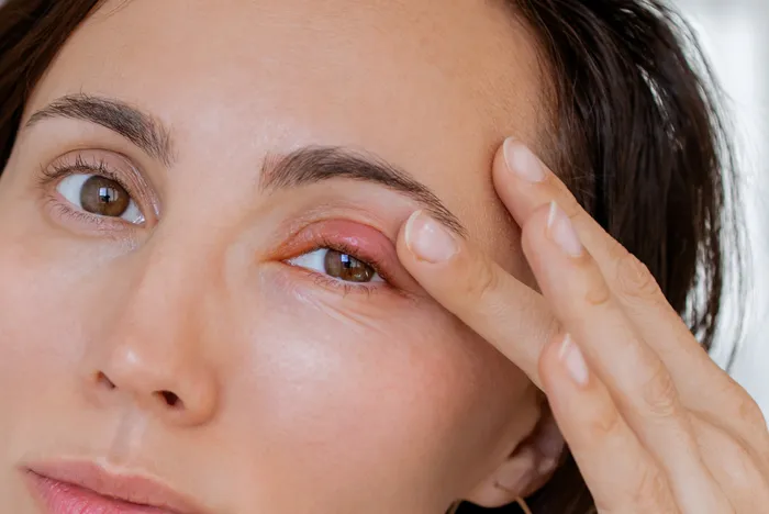 Woman with a stye on her eye