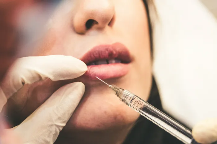 A woman receiving Filler in her lip